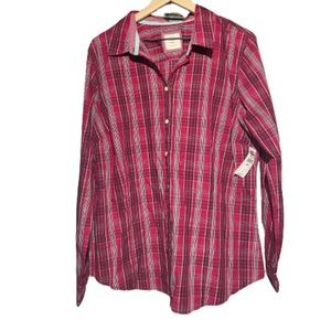 Old Navy red plaid lightweight button down casual shirt NWT size XXL